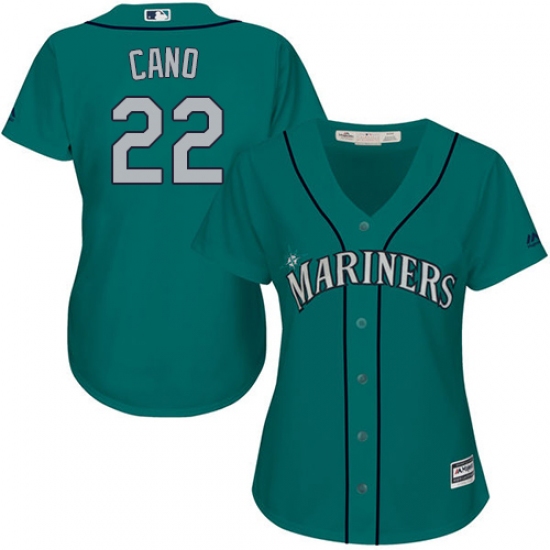 Women's Majestic Seattle Mariners #22 Robinson Cano Authentic Teal Green Alternate Cool Base MLB Jersey