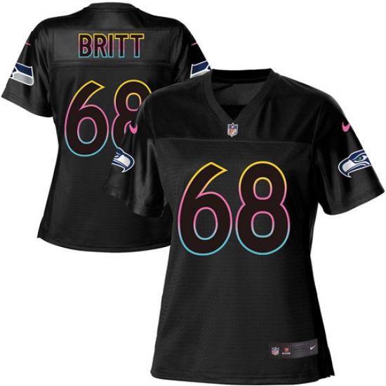 Women's Nike Seattle Seahawks #68 Justin Britt Game Black Team Color NFL Jersey - Ujersey