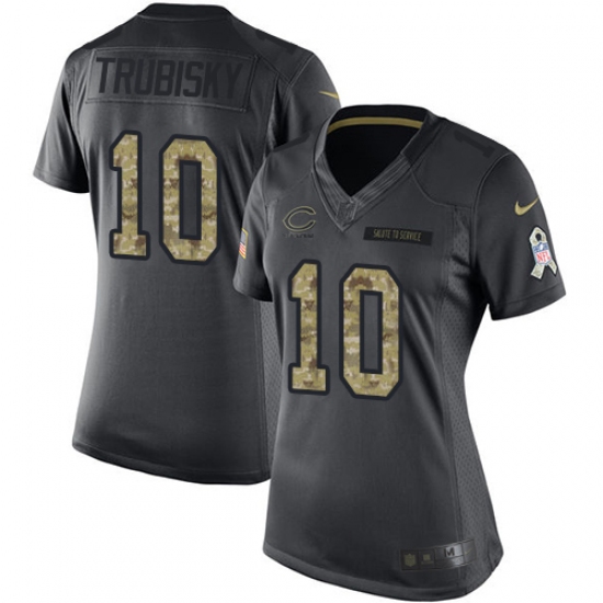 Women's Nike Chicago Bears #10 Mitchell Trubisky Limited Black 2016 Salute to Service NFL Jersey - Ujersey