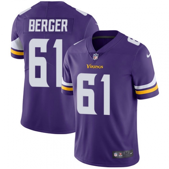 Youth Nike Minnesota Vikings #61 Joe Berger Purple Team Color Vapor Untouchable Limited Player NFL Jersey - Ujersey