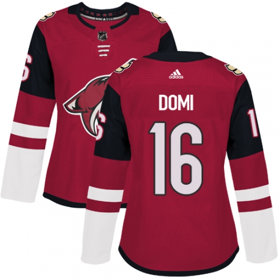 Women's Adidas Arizona Coyotes #16 Max Domi Premier Burgundy Red Home NHL Jersey - Ujersey