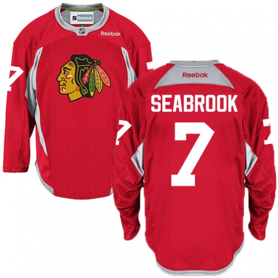 Men's Reebok Chicago Blackhawks #7 Brent Seabrook Authentic Red Practice NHL Jersey - Ujersey