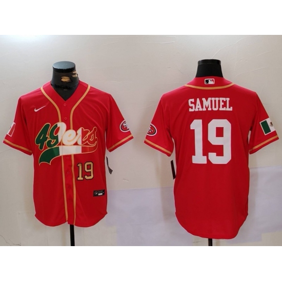Men's San Francisco 49ers#19 Deebo Samuel Red With Cool Base Stitched Baseball Jersey - Ujersey