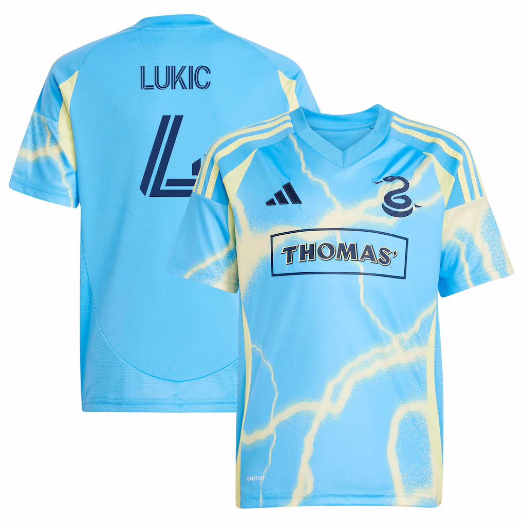 Youth Philadelphia Union Jovan Lukić adidas Blue 2025 The Voltage Kit Replica Jersey