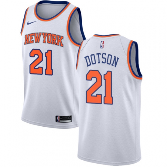 Women's Nike New York Knicks #21 Damyean Dotson Swingman White NBA Jersey - Association Edition - Ujersey