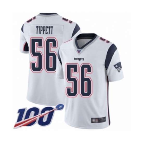 Men's New England Patriots #56 Andre Tippett White Vapor Untouchable Limited Player 100th Season Football Jersey - Ujersey