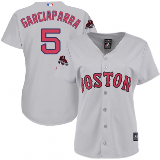 Women's Majestic Boston Red Sox #5 Nomar Garciaparra Authentic Grey Road 2018 World Series Champions MLB Jersey - Ujersey