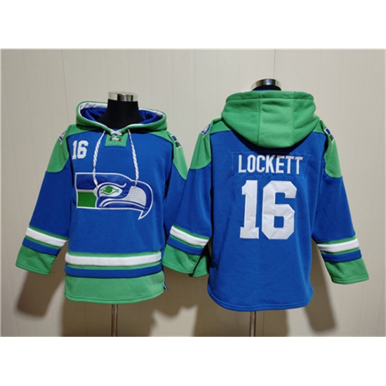 Men's Seattle Seahawks #16 Tyler Lockett Ageless Must-Have Lace-Up Pullover Hoodie - Ujersey