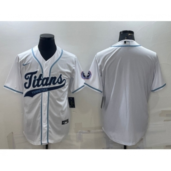 Men's Tennessee Titans Blank White With Patch Cool Base Stitched Baseball Jersey - Ujersey