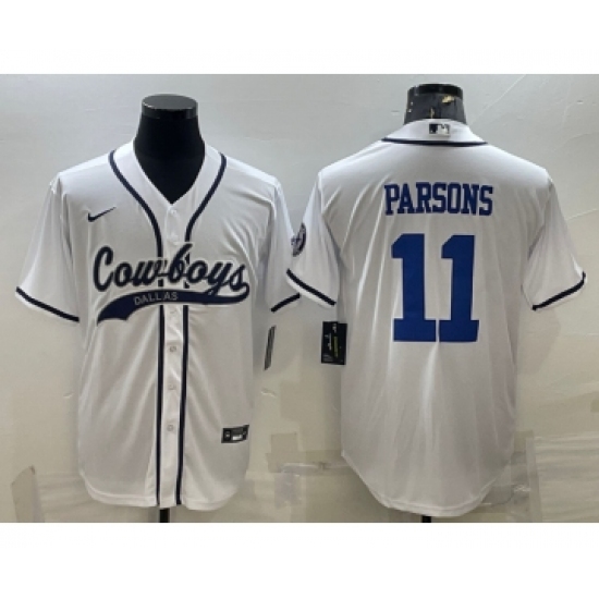 Men's Dallas Cowboys #20 Tony Pollard White With Patch Cool Base Stitched Baseball Jersey - Ujersey