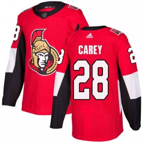 Men's Adidas Ottawa Senators #28 Paul Carey Premier Red Home NHL Jersey - Ujersey