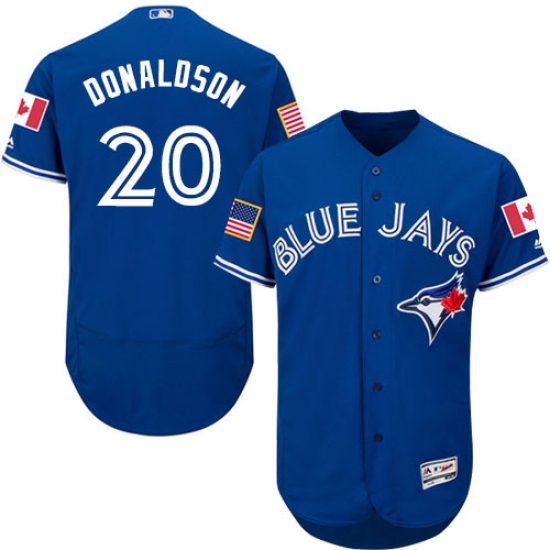 Men's Majestic Toronto Blue Jays #20 Josh Donaldson Authentic Royal Blue Fashion Stars & Stripes Flex Base MLB Jersey - Ujersey