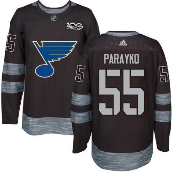Men's Adidas St. Louis Blues #55 Colton Parayko Authentic Black 1917-2017 100th Anniversary NHL Jersey - Ujersey
