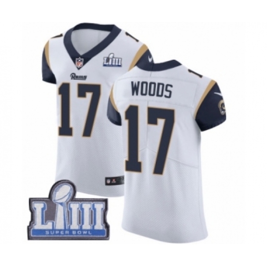 Men's Nike Los Angeles Rams #17 Robert Woods White Vapor Untouchable Elite Player Super Bowl LIII Bound NFL Jersey - Ujersey