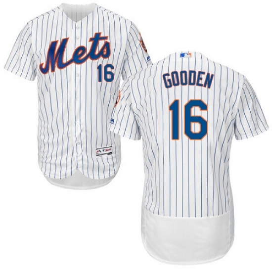 Men's Majestic New York Mets #16 Dwight Gooden White Home Flex Base Authentic Collection MLB Jersey - Ujersey