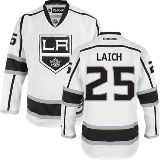 Youth Reebok Los Angeles Kings #25 Brooks Laich Authentic White Away NHL Jersey - Ujersey