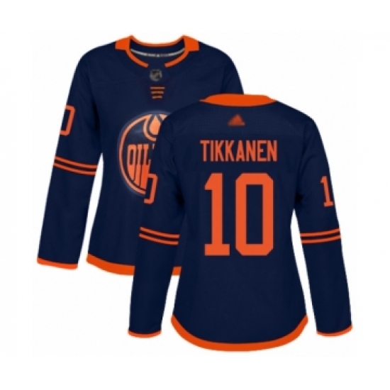 Women's Edmonton Oilers #10 Esa Tikkanen Authentic Navy Blue Alternate Hockey Jersey - Ujersey