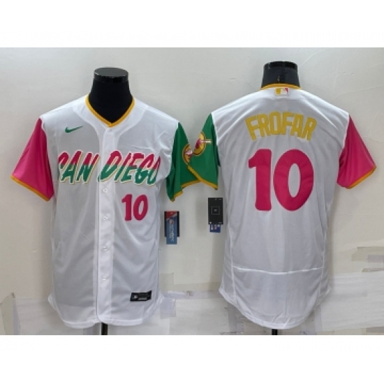 Men's San Diego Padres #10 Jurickson Profar White Number 2022 City Connect Flex Base Stitched Jersey - Ujersey