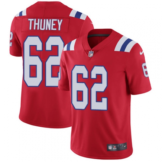 Men's Nike New England Patriots #62 Joe Thuney Red Alternate Vapor Untouchable Limited Player NFL Jersey - Ujersey