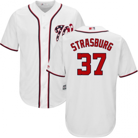 Men's Majestic Washington Nationals #37 Stephen Strasburg Replica White Home Cool Base MLB Jersey - Ujersey