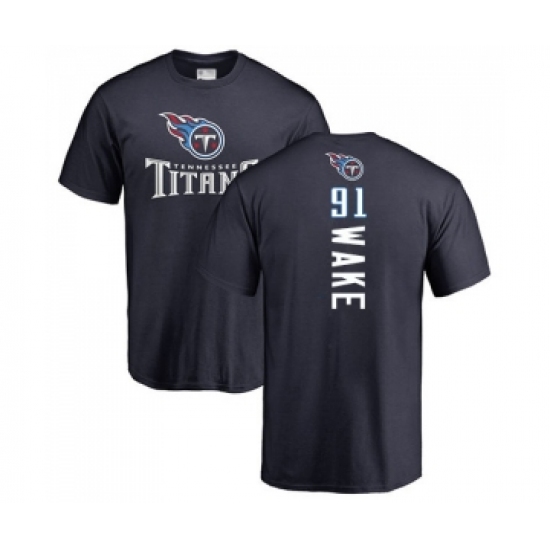 Football Tennessee Titans #91 Cameron Wake Navy Blue Backer T-Shirt - Ujersey