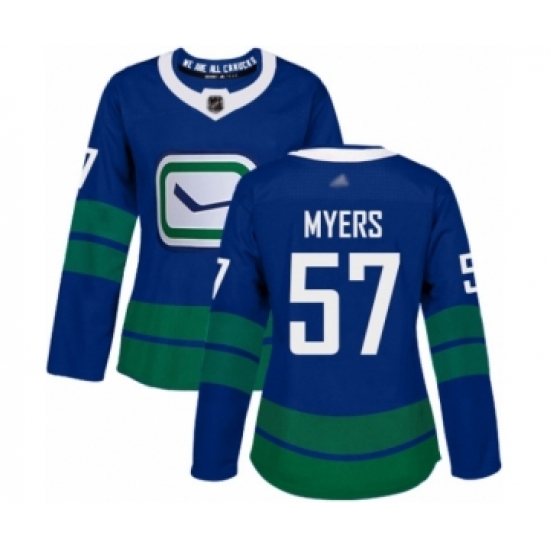 Women's Vancouver Canucks #57 Tyler Myers Authentic Royal Blue Alternate Hockey Jersey