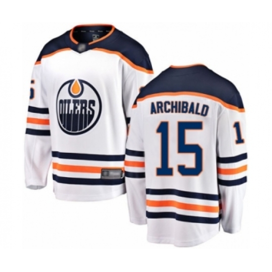 Men's Edmonton Oilers #15 Josh Archibald Authentic White Away Fanatics Branded Breakaway Hockey Jersey - Ujersey
