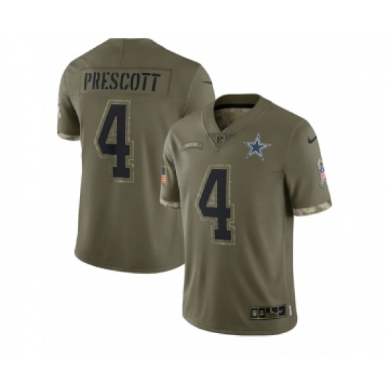 Men's Dallas Cowboys #4 Dak Prescott 2022 Olive Salute To Service Limited Stitched Jersey - Ujersey