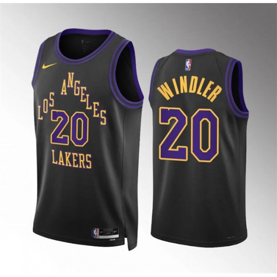 Men's Los Angeles Lakers #20 Dylan Windler Black 2023-24 City Edition Stitched Basketball Jersey - Ujersey