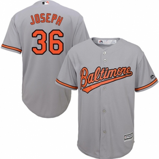 Youth Majestic Baltimore Orioles #36 Caleb Joseph Replica Grey Road Cool Base MLB Jersey - Ujersey