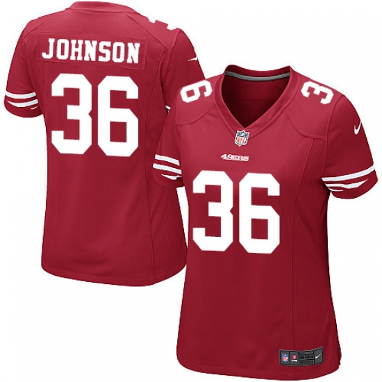 Women's Nike San Francisco 49ers #36 Dontae Johnson Game Red Team Color NFL Jersey - Ujersey