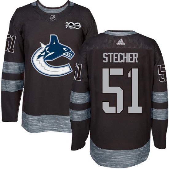 Men's Adidas Vancouver Canucks #51 Troy Stecher Premier Black 1917-2017 100th Anniversary NHL Jersey - Ujersey