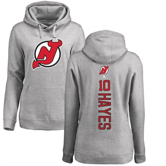 NHL Women's Adidas New Jersey Devils #10 Jimmy Hayes Ash Backer Pullover Hoodie - ujerseystore