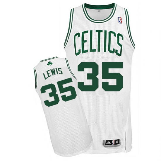 Men's Adidas Boston Celtics #35 Reggie Lewis Authentic White Home NBA Jersey