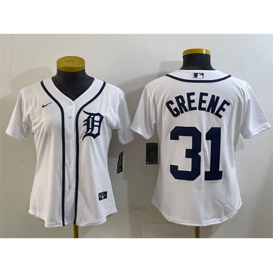 Women's Detroit Tigers #31 Riley Greene White Cool Base Stitched Baseball Jersey(Run Small) - Ujersey