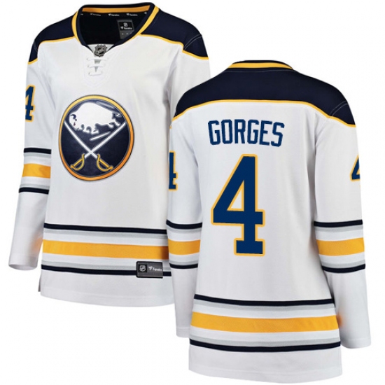 Women's Buffalo Sabres #4 Josh Gorges Fanatics Branded White Away Breakaway NHL Jersey - Ujersey