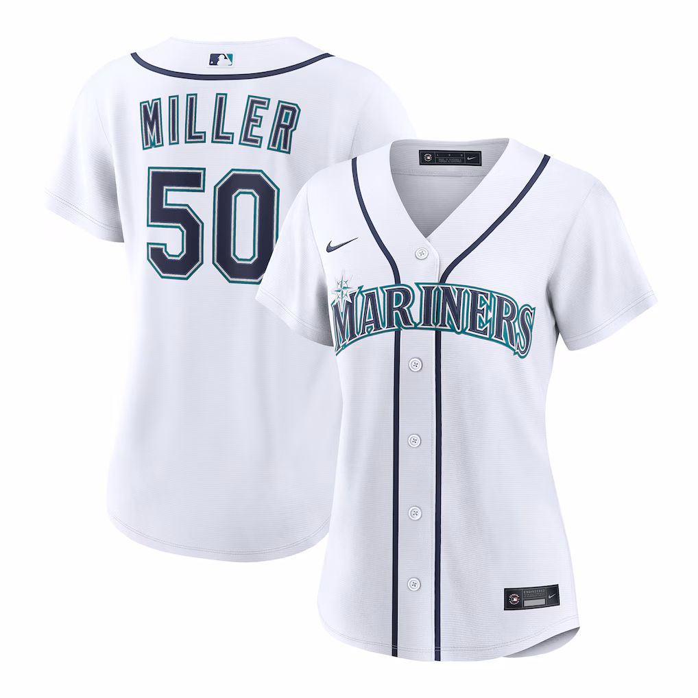 Women's Seattle Mariners Bryce Miller Nike White Home Replica Jersey - Ujersey
