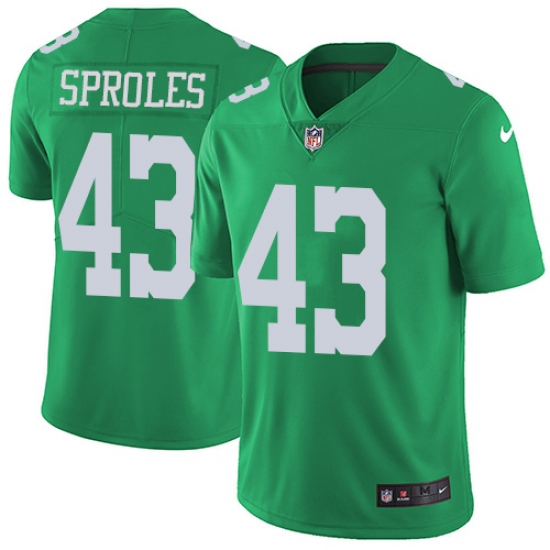 Men's Nike Philadelphia Eagles #43 Darren Sproles Limited Green Rush Vapor Untouchable NFL Jersey - Ujersey