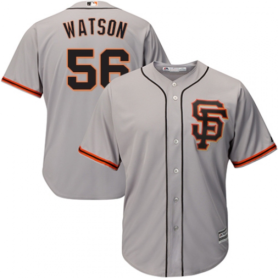 Youth Majestic San Francisco Giants #56 Tony Watson Replica Grey Road 2 Cool Base MLB Jersey - Ujersey