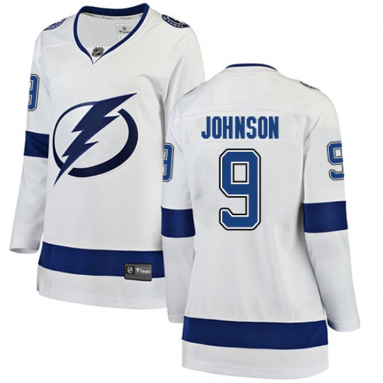 Women's Tampa Bay Lightning #9 Tyler Johnson Fanatics Branded White Away Breakaway NHL Jersey - Ujersey