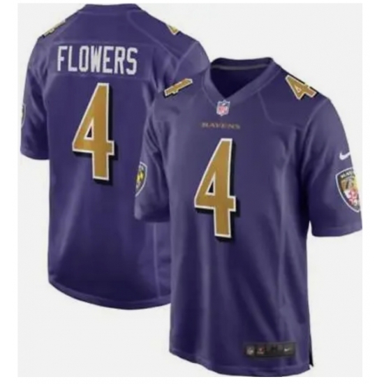 Men Baltimore Ravens #4 Zay Flowers Purple Rush Limited Stitched Football Jersey - Ujersey