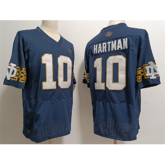 Men's Notre Dame Fighting Irish #10 Sam Hartman Navy With Name Limited Stitched Jersey - Ujersey