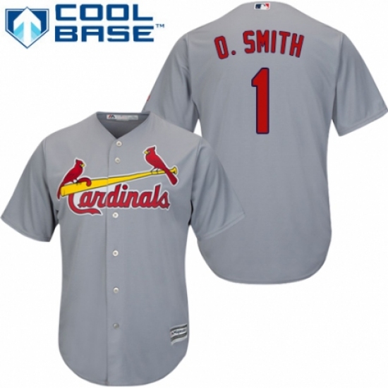 Men's Majestic St. Louis Cardinals #1 Ozzie Smith Replica Grey Road Cool Base MLB Jersey - Ujersey