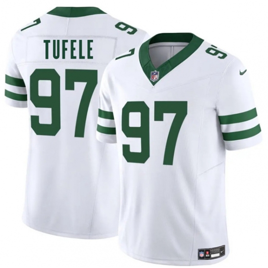 Men's New York Jets #97 Jay Tufele White 2025 F.U.S.E. Vapor Untouchable Limited Football Stitched Jersey - Ujersey