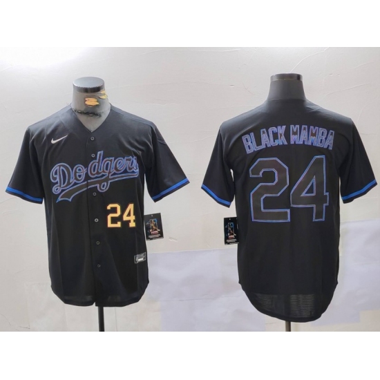 Men's Los Angeles Dodgers #24 Kobe Bryant Black Mamba Lights Out Black Fashion Stitched Cool Base Jersey - Ujersey