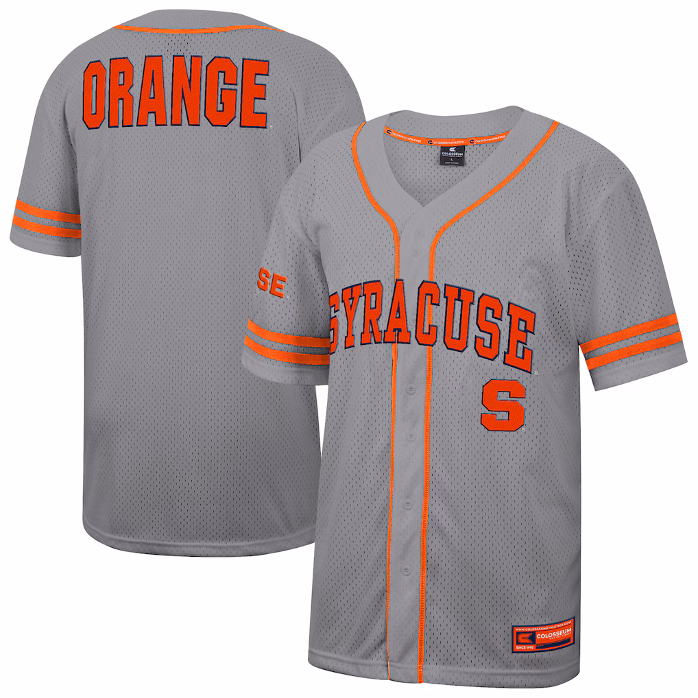 Men's Colosseum Gray Syracuse Orange Free Spirited Baseball Jersey - Ujersey NHL