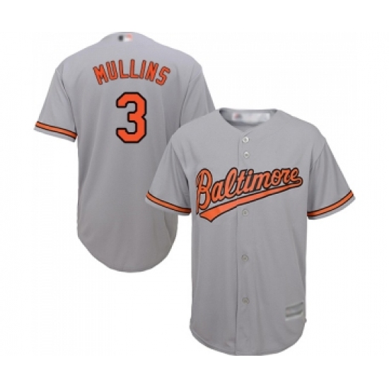 Youth Baltimore Orioles #3 Cedric Mullins Replica Grey Road Cool Base Baseball Jersey - Ujersey