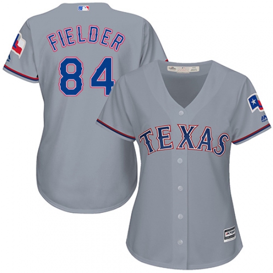 Women's Majestic Texas Rangers #84 Prince Fielder Replica Grey Road Cool Base MLB Jersey - Ujersey