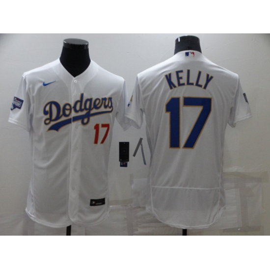 Men's Nike Los Angeles Dodgers #17 Joe Kelly White Gold Elite Jersey - Ujersey