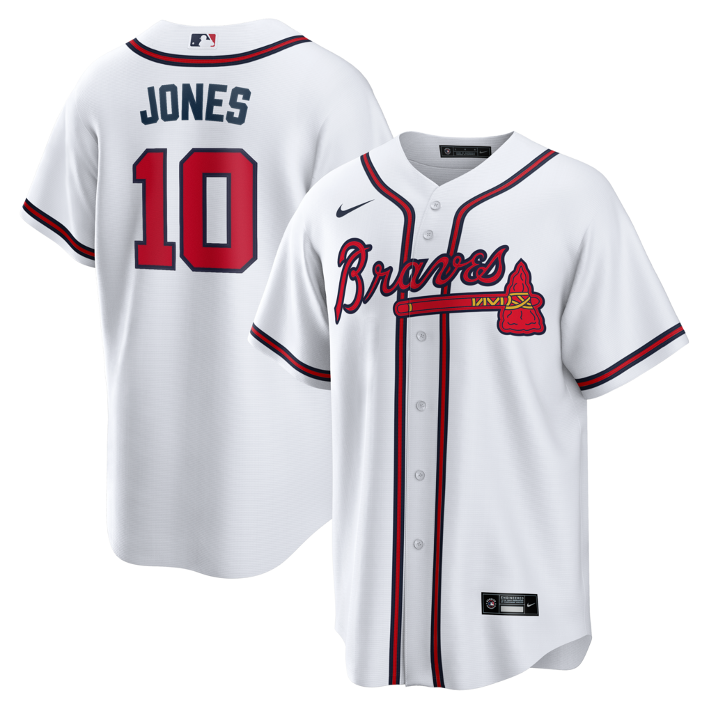 Men's Atlanta Braves Chipper Jones Nike White Home Retired Player Replica Jersey - Ujersey